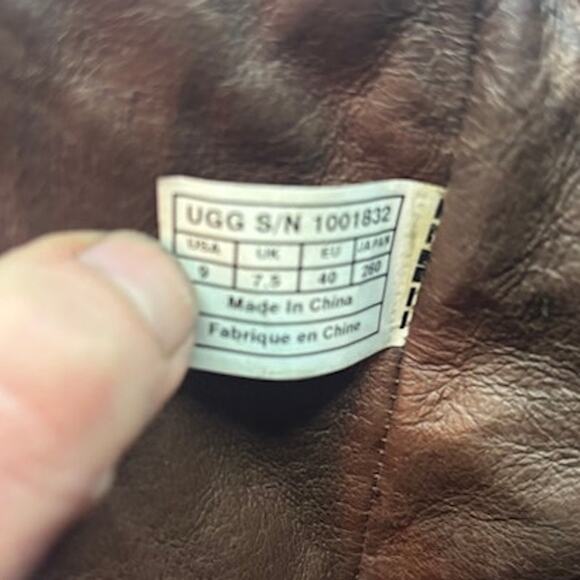 UGG Boot Brown Leather Quilted Mid High Conner Fawn Australia side zip sizs 9 - Picture 13 of 14